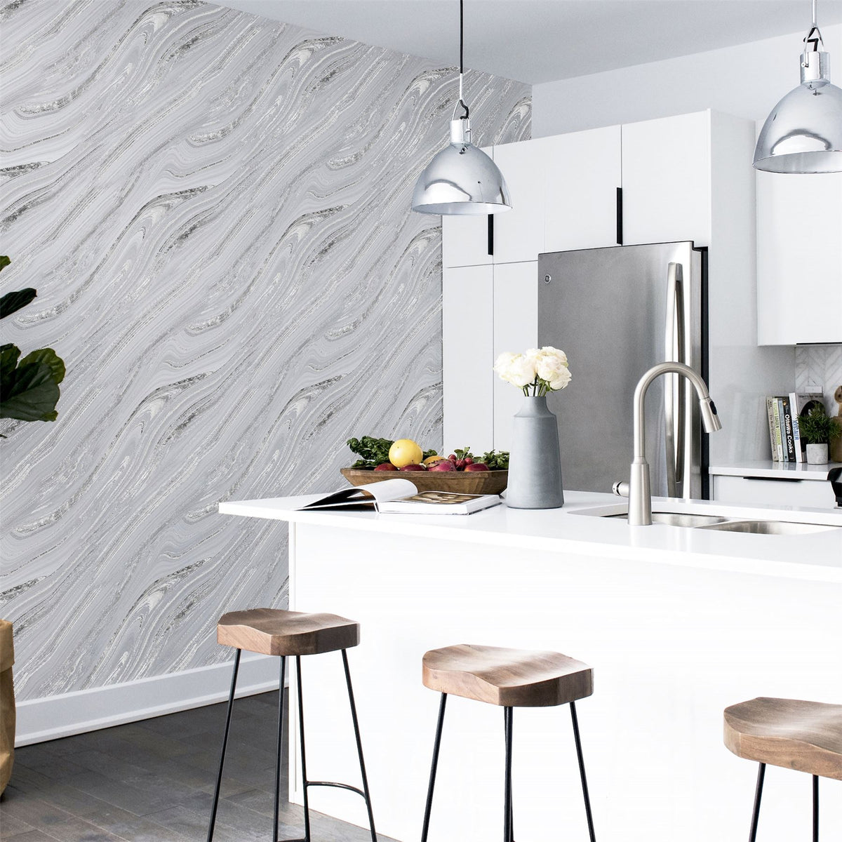 Arthouse Soft Mineral Wallpaper, Silver Glitter – Contemporary Mineral Effect for Feature Walls