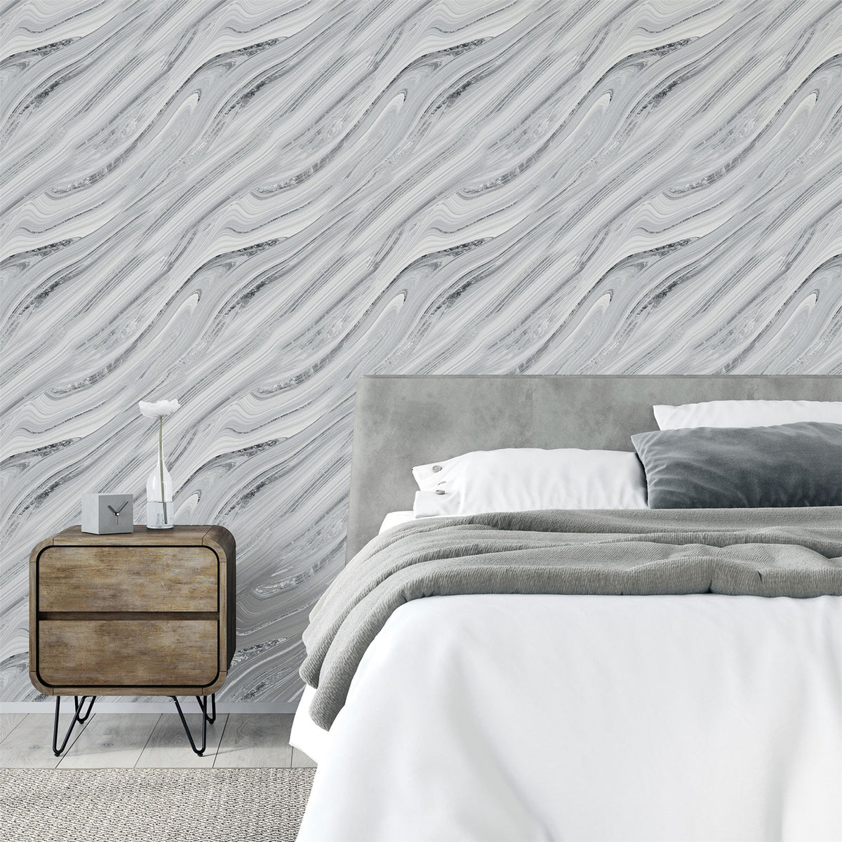 Arthouse Soft Mineral Wallpaper, Silver Glitter – Contemporary Mineral Effect for Feature Walls