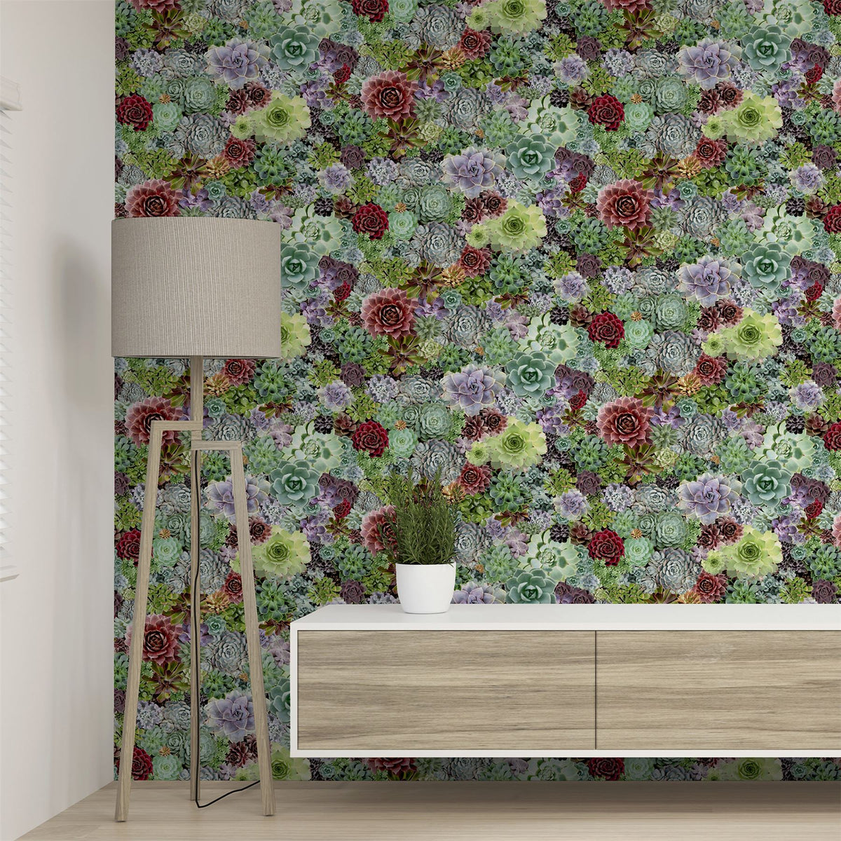 Arthouse Succulent Living Wall Wallpaper, Multi-Colour Botanical – Paste the Wall, No Soaking Needed