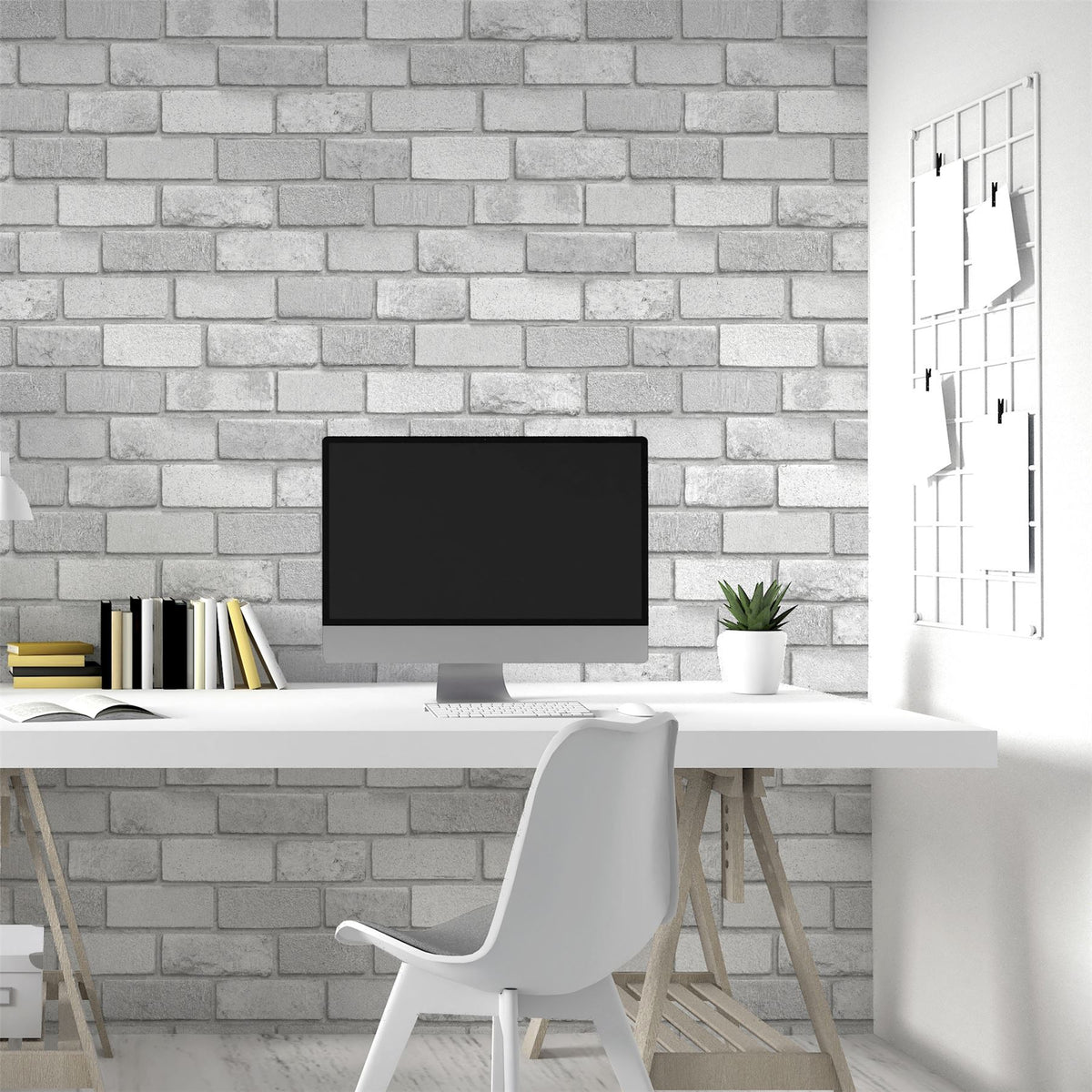 Arthouse Diamond Brick Wallpaper, Silver Grey Glitter – Hardwearing Vinyl for High-Traffic Rooms