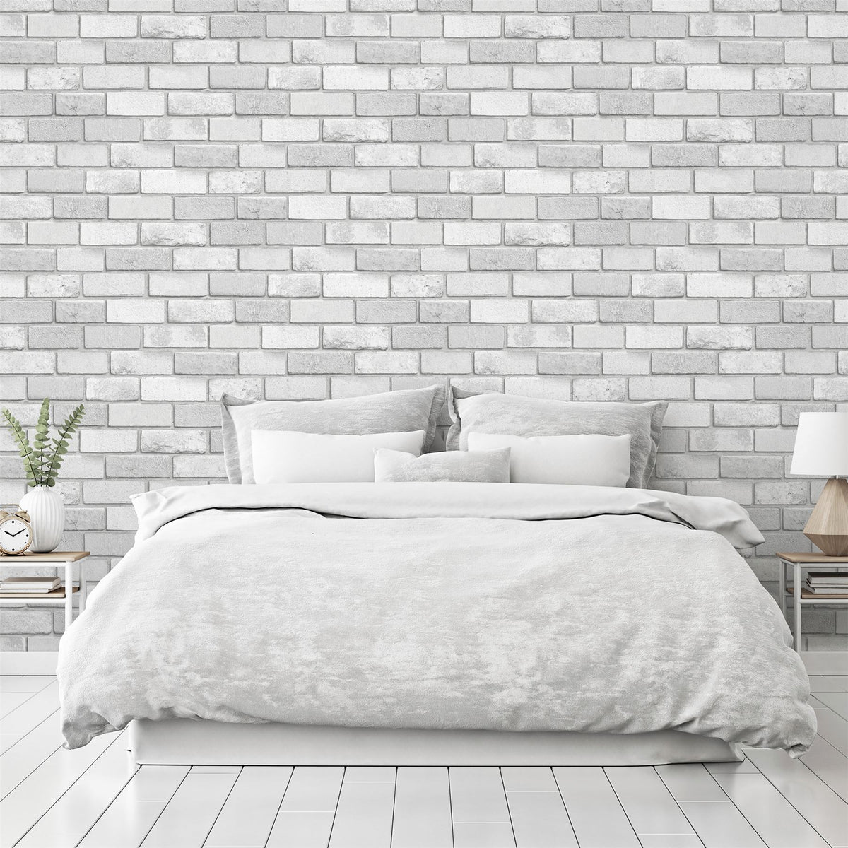 Arthouse Diamond Brick Wallpaper, Silver Grey Glitter – Hardwearing Vinyl for High-Traffic Rooms