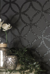 Arthouse Sequin Geo Wallpaper, Black Glitter – Real Glitter Geometric Design on Matt Background