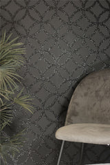 Arthouse Sequin Geo Wallpaper, Black Glitter – Real Glitter Geometric Design on Matt Background