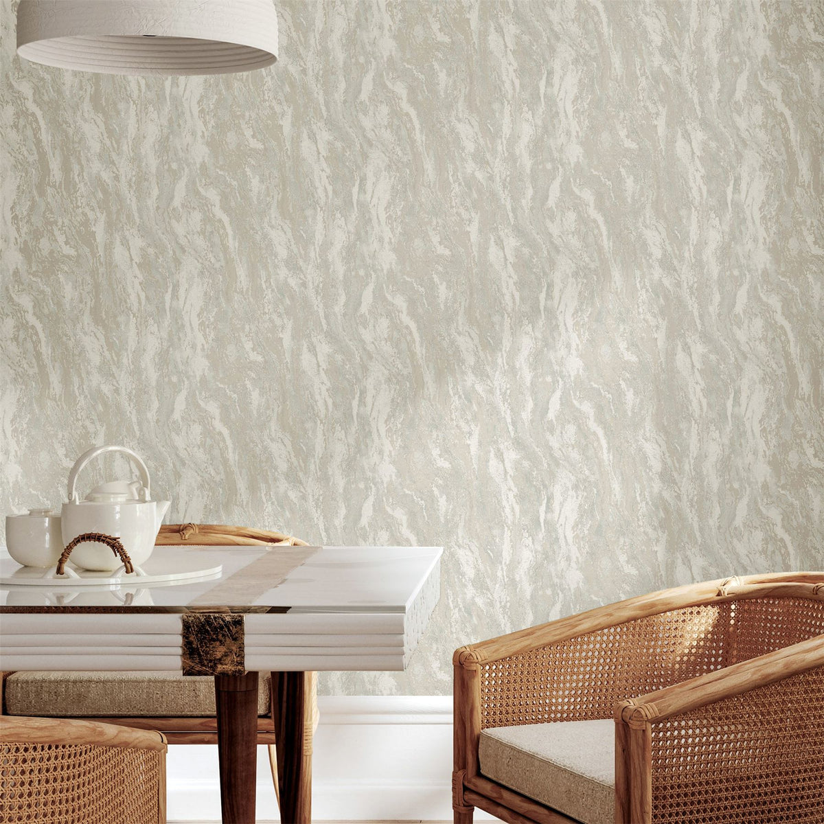 Arthouse Luxe Texture Wallpaper, Soft Silver – Semi-Plain Abstract Design, Paste the Wall