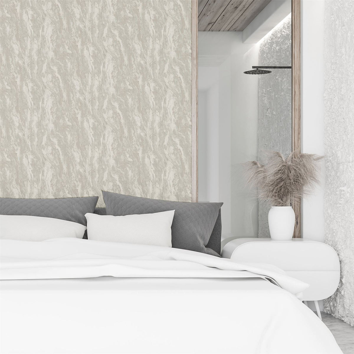 Arthouse Luxe Texture Wallpaper, Soft Silver – Semi-Plain Abstract Design, Paste the Wall