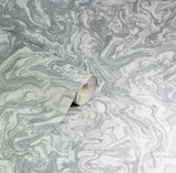 Arthouse Liquid Marble Wallpaper – Paste the Paper Marble Effect with Metallic Glitter, Grey