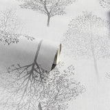 Arthouse Wonderland Wallpaper – Paste the Paper Vinyl Woodland Tree Silhouettes with Glitter, Monochrome