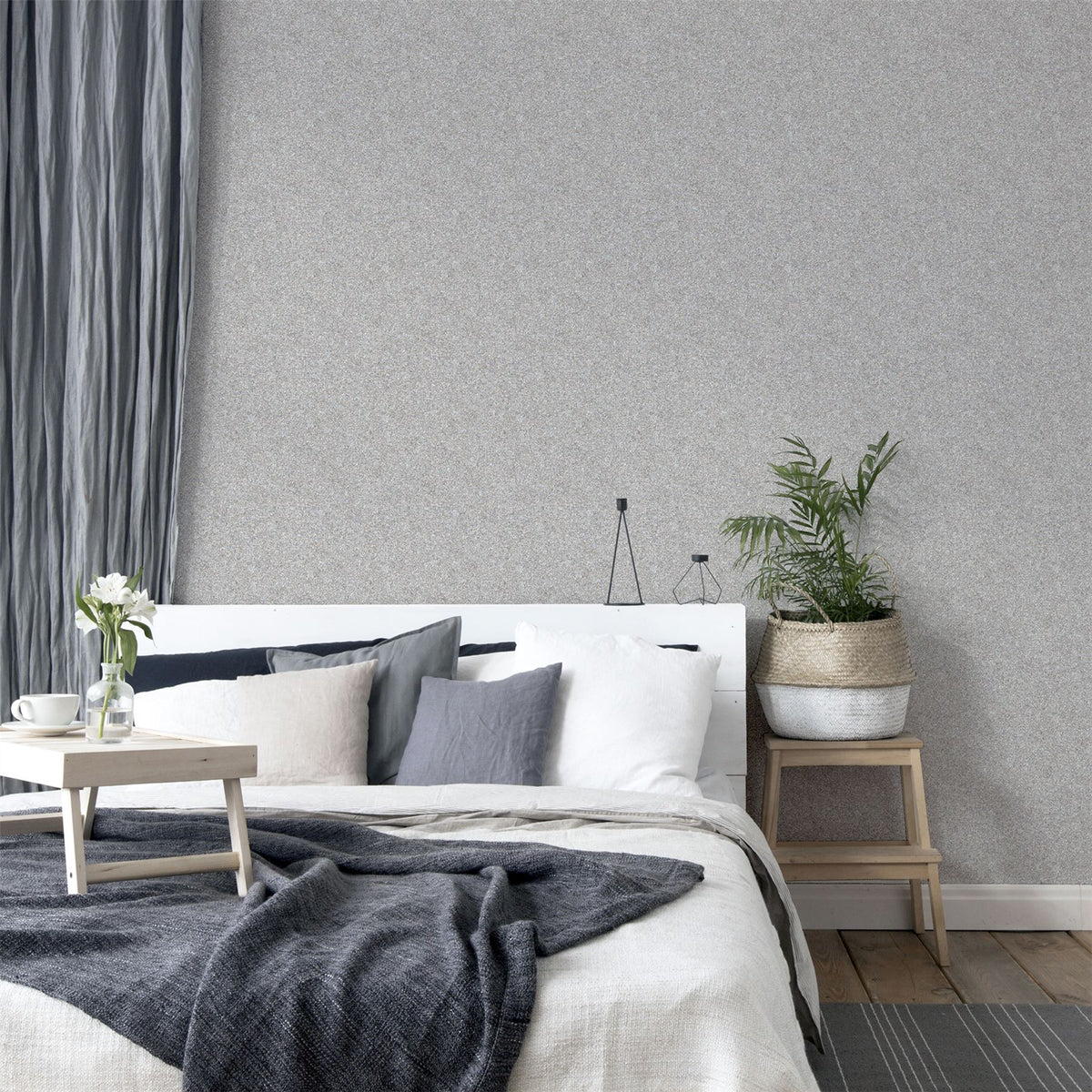 Arthouse Quartz Textured Wallpaper – Paste the Paper Heavyweight Vinyl with Beaded Glitter, Silver
