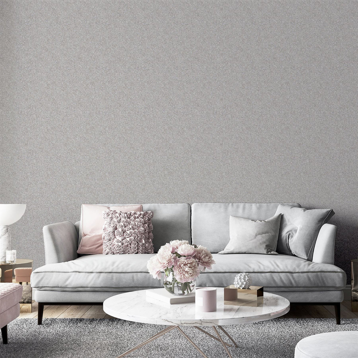 Arthouse Quartz Textured Wallpaper – Paste the Paper Heavyweight Vinyl with Beaded Glitter, Silver