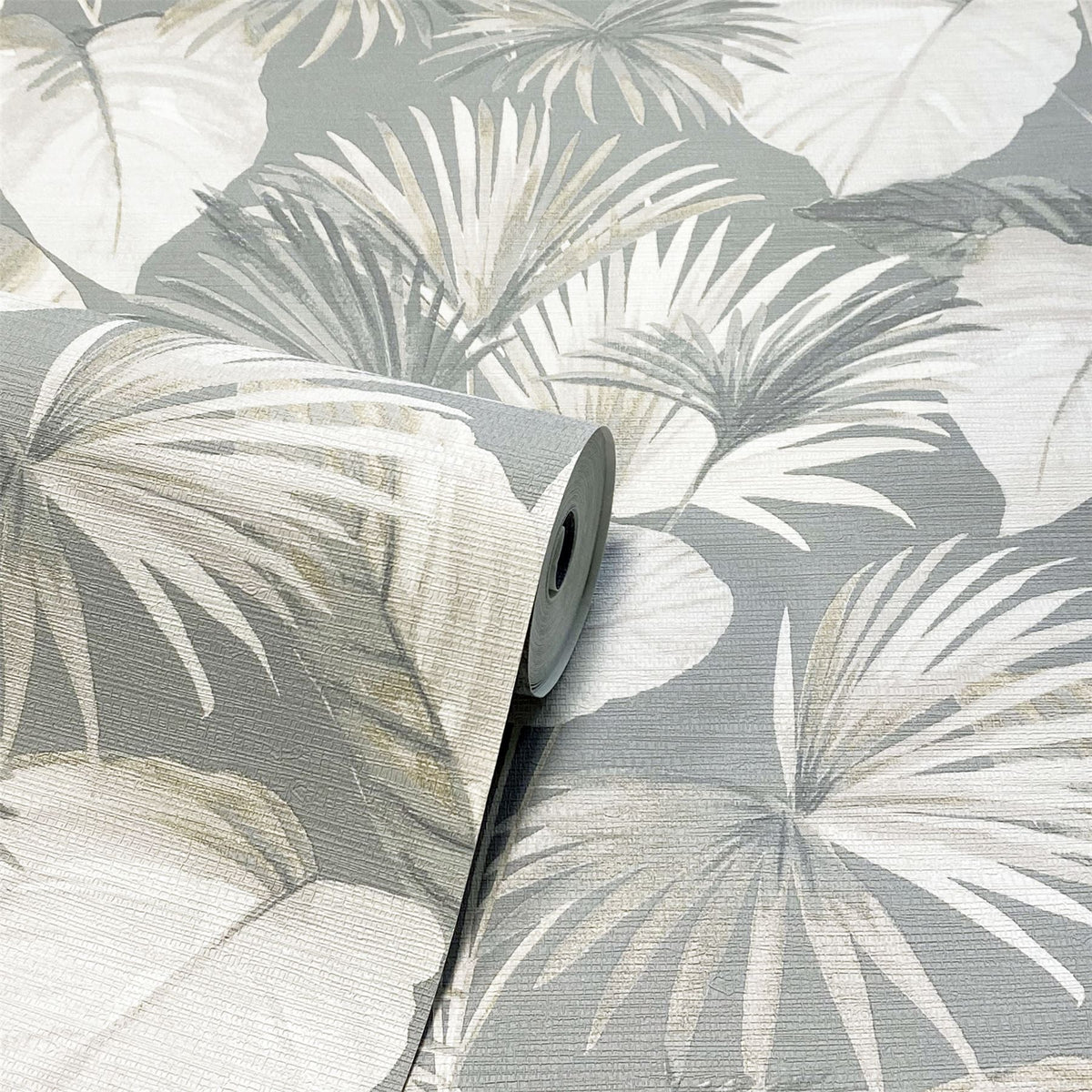 Arthouse Palm Grove Wallpaper – Paste the Wall Tropical Palm Leaf Feature Wall Covering, Grey and Beige
