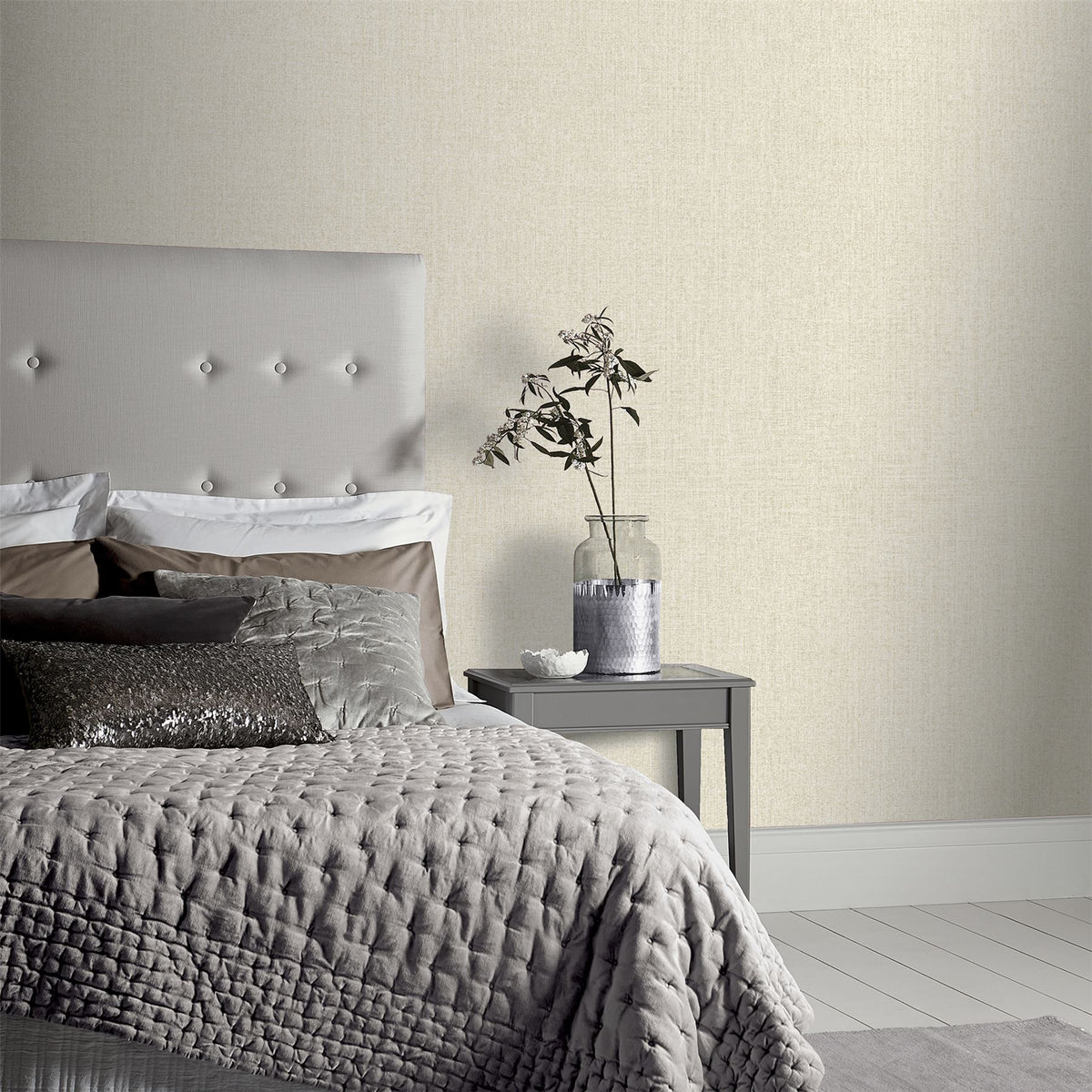 Arthouse Luxe Hessian Wallpaper – Paste the Wall Heavyweight Vinyl Fabric Texture, Strippable, Taupe