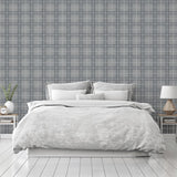 Arthouse Heritage Check Wallpaper – Paste the Paper Tartan Fabric Effect Wall Covering, Grey and Silver