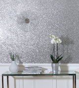Arthouse Sequin Sparkle Wallpaper – Paste the Wall Textured Metallic Sequin Finish, Silver