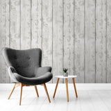 Arthouse Metallic Washed Wood Wallpaper – Paste the Paper Pale Wood Effect with Silver Highlights