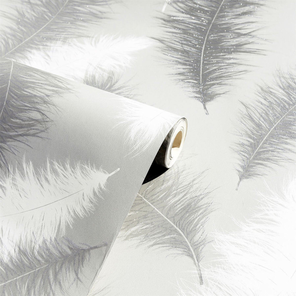 Arthouse Sussurro Wallpaper – Paste the Paper Gel Effect Feathers Feature Wall Covering, Grey