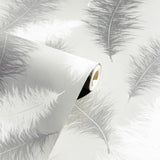 Arthouse Sussurro Wallpaper – Paste the Paper Gel Effect Feathers Feature Wall Covering, Grey