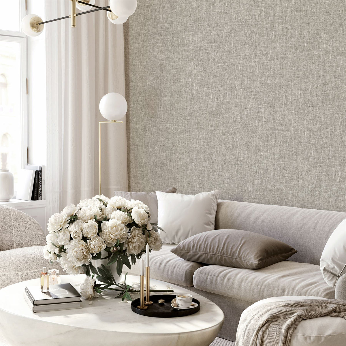 Arthouse Country Plain Wallpaper – Paste the Wall Heavyweight Vinyl with Metallic Shimmer, Strippable, Taupe