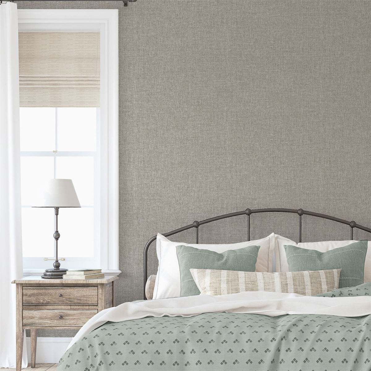 Arthouse Country Plain Wallpaper – Paste the Wall Heavyweight Vinyl with Metallic Shimmer, Strippable, Taupe