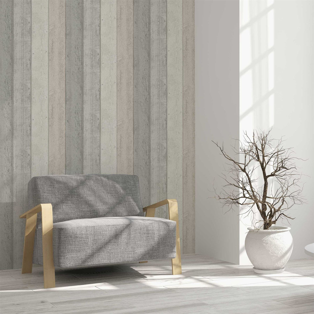 Arthouse Painted Wood Wallpaper – Paste the Paper Wide Plank Effect with Textured Finish, Pink and Grey