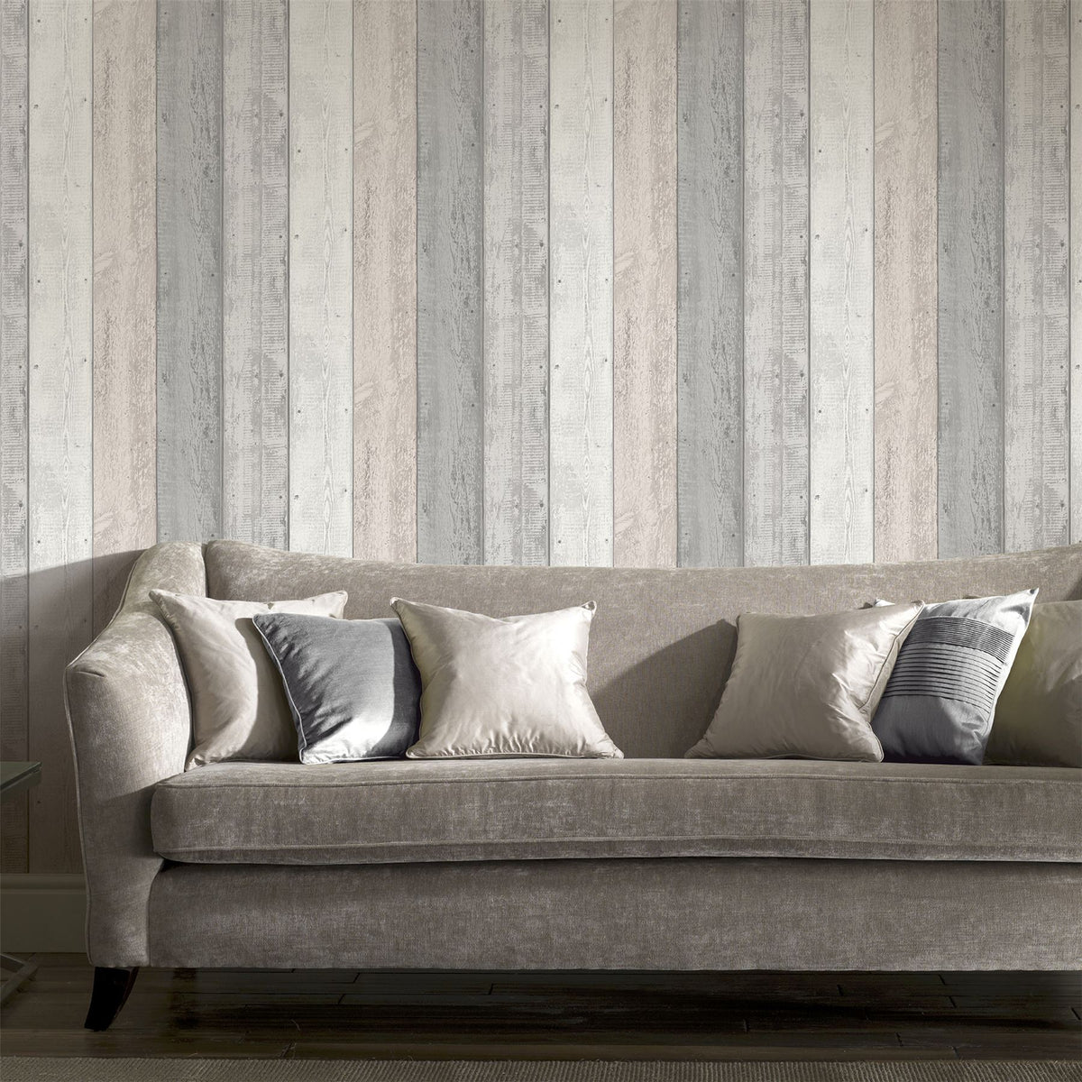 Arthouse Painted Wood Wallpaper – Paste the Paper Wide Plank Effect with Textured Finish, Pink and Grey