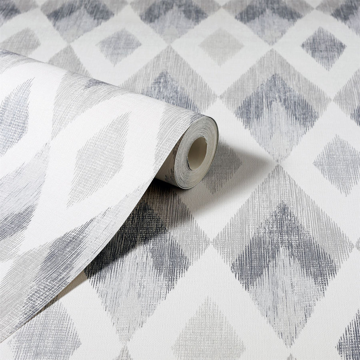 Arthouse Scandi Diamond Wallpaper – Paste the Paper Textured Geometric Diamond Design with Sheen, Silver