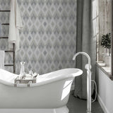 Arthouse Scandi Diamond Wallpaper – Paste the Paper Textured Geometric Diamond Design with Sheen, Silver