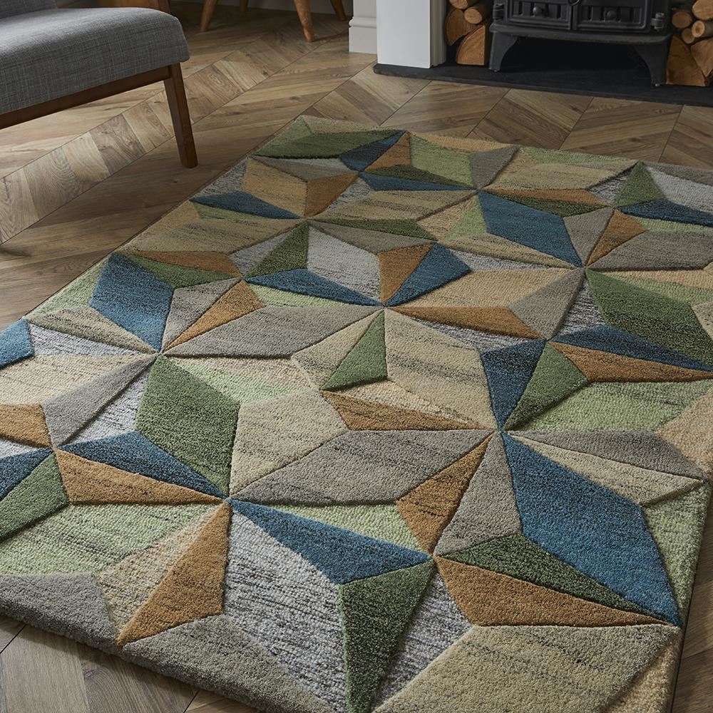 Lilianna embossed geometric wool rug