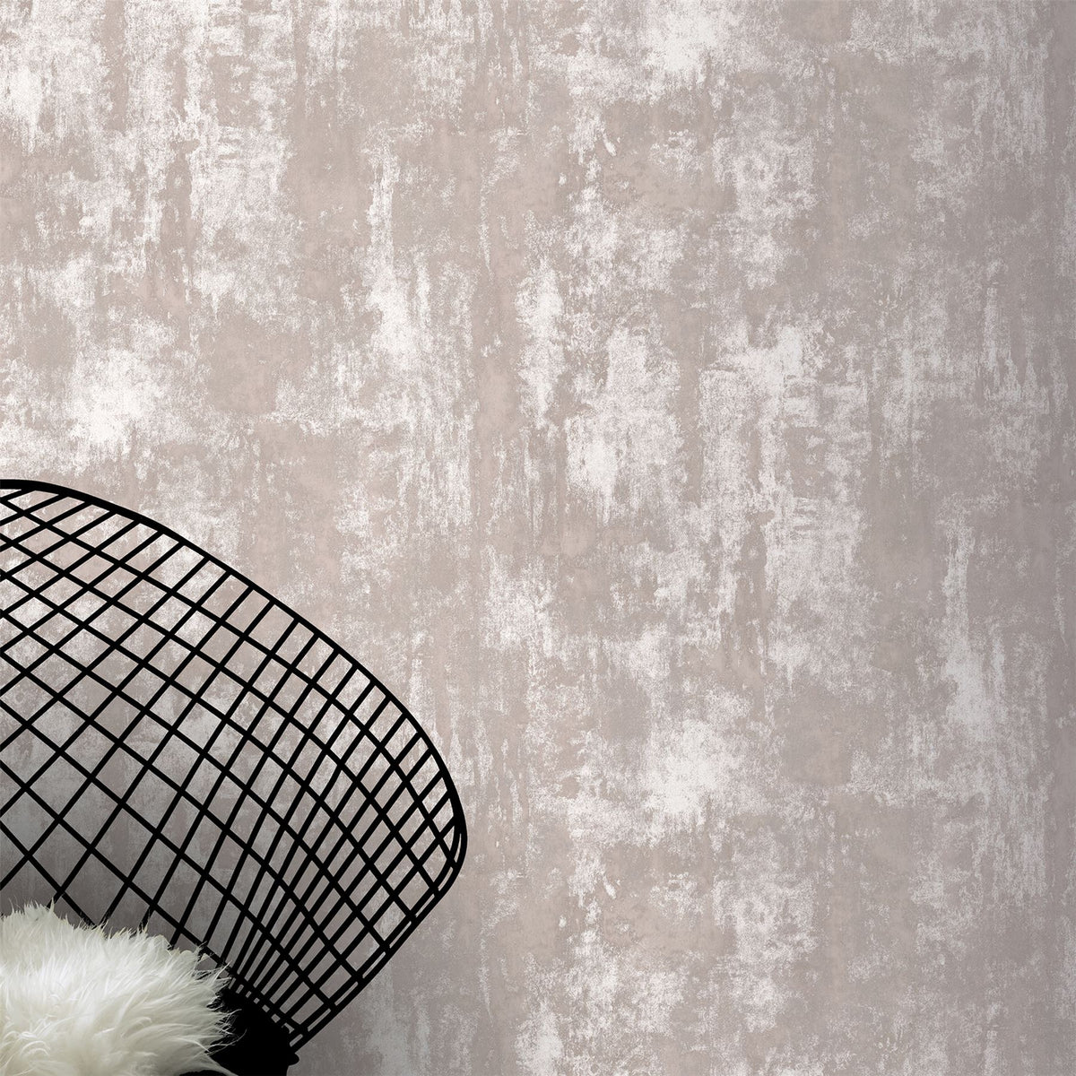 Arthouse Stone Textures Wallpaper – Rough Stone Effect with Metallic Highlights, Blush Pink and Rose Gold