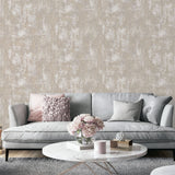Arthouse Stone Textures Wallpaper – Rough Stone Effect with Metallic Highlights, Blush Pink and Rose Gold
