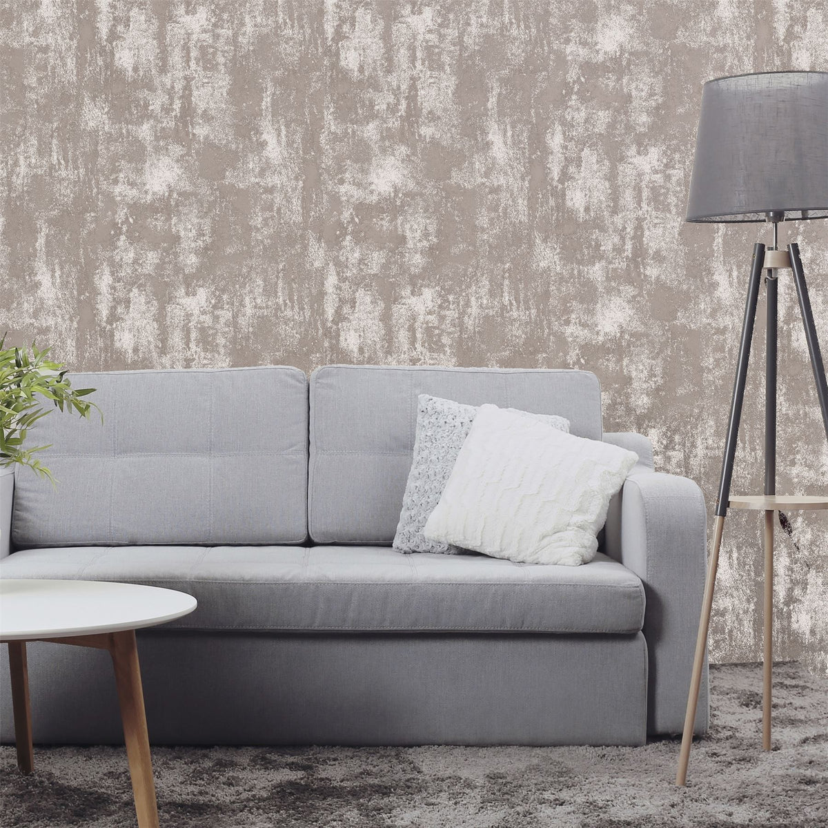 Arthouse Stone Textures Wallpaper – Rough Stone Effect with Metallic Highlights, Blush Pink and Rose Gold