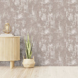 Arthouse Stone Textures Wallpaper – Rough Stone Effect with Metallic Highlights, Blush Pink and Rose Gold