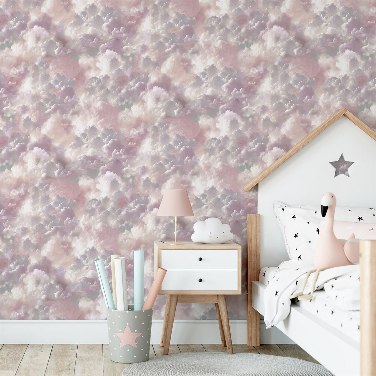 Arthouse Vanilla Skies Wallpaper – Dreamy Cloud Design for Bedrooms and Ceilings, Pink and Purple
