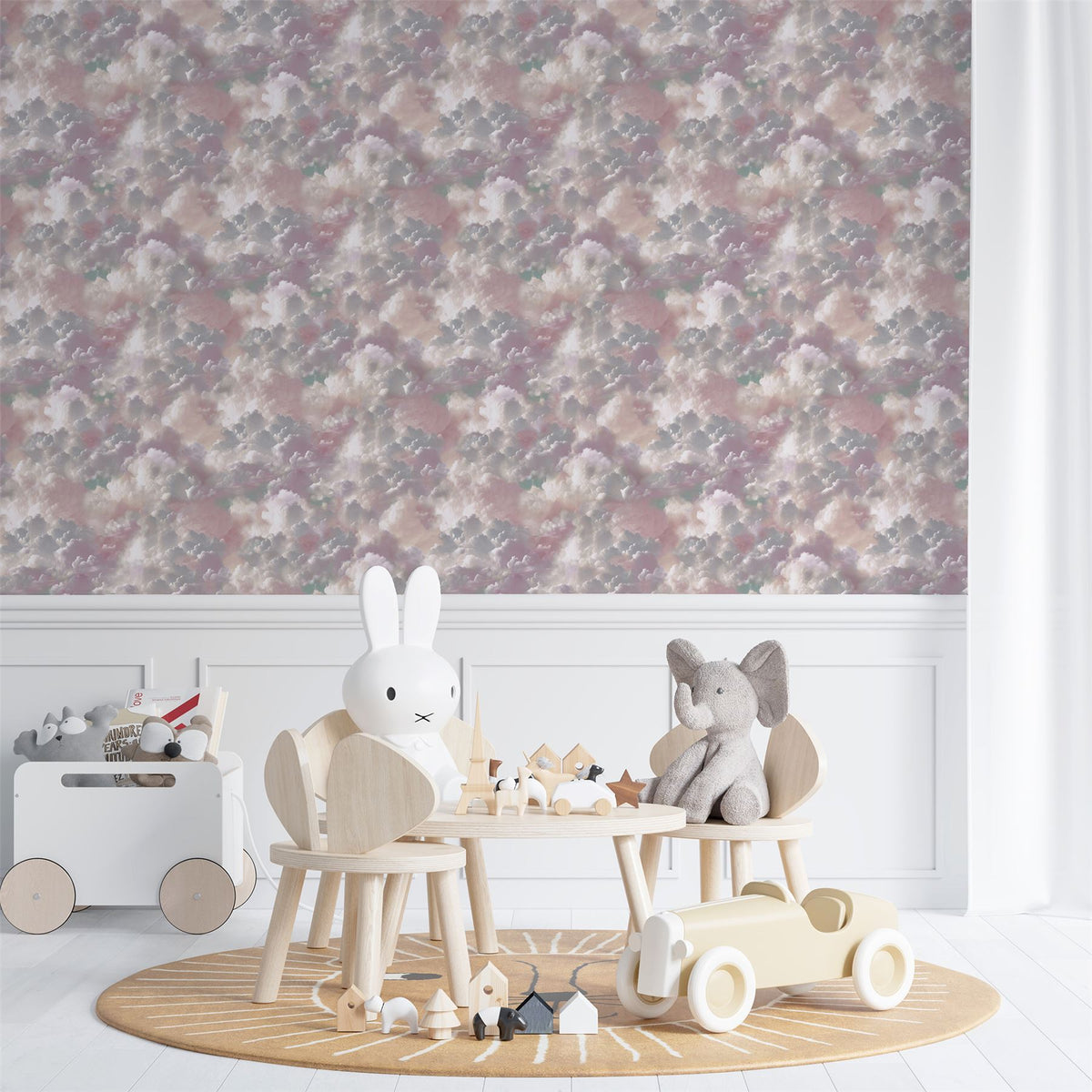 Arthouse Vanilla Skies Wallpaper – Dreamy Cloud Design for Bedrooms and Ceilings, Pink and Purple