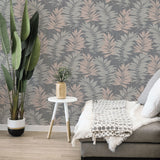 Arthouse Stardust Palm Wallpaper – Glitter Vinyl Leaf Design, Hardwearing for High-Traffic Areas, Grey