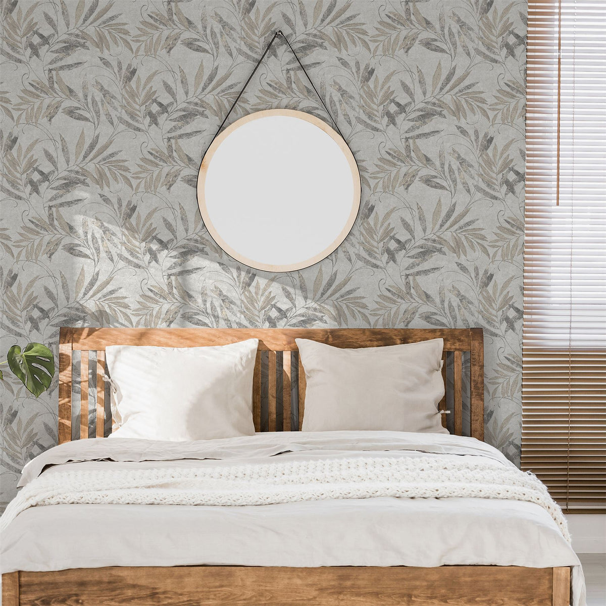 Arthouse Luxury Leaf Wallpaper – Delicate Soft Silver Leaf Design, Heavyweight Vinyl for High-Traffic Rooms