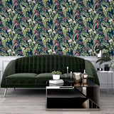 Arthouse Pretty Polly Wallpaper – Tropical Jungle Design with Colourful Parrots and Botanical Motifs, Navy