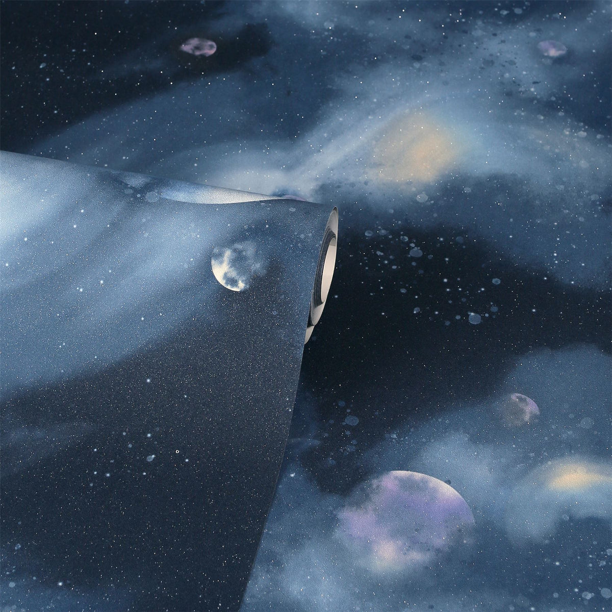 Arthouse Out of This World Glitter Wallpaper with Planets – Paste the Paper Feature Wall Covering, Navy