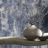 Arthouse Stone Textures Wallpaper with Metallic Highlights – Feature Wall Covering, Navy & Silver
