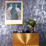 Arthouse Stone Textures Wallpaper with Metallic Highlights – Feature Wall Covering, Navy & Silver