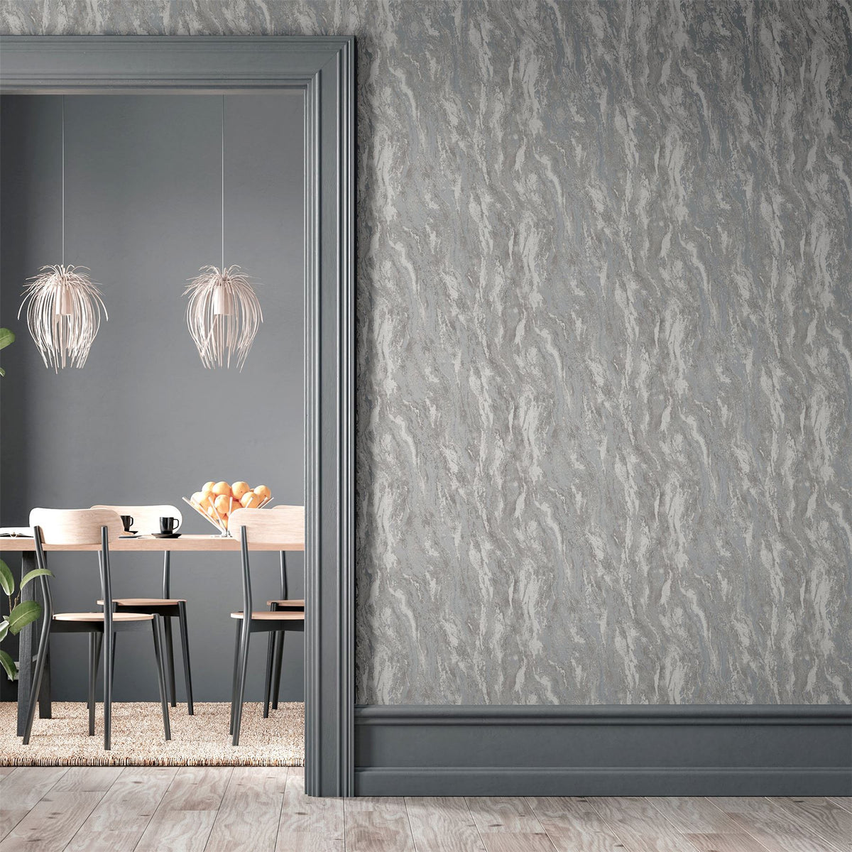 Arthouse Luxe Texture Semi-Plain Abstract Wallpaper – Paste the Wall Feature Wall Covering, Pewter
