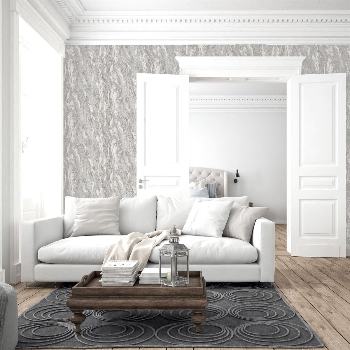 Arthouse Luxe Texture Semi-Plain Abstract Wallpaper – Paste the Wall Feature Wall Covering, Pewter