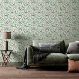 Arthouse Birds & Blossoms Vintage-Style Wallpaper – Paste the Paper Floral Feature Wall Covering, Green