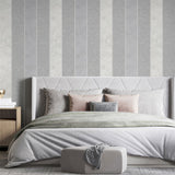 Arthouse Calico Stripe Blown Vinyl Wallpaper with Fabric-Look Texture – Paste the Paper, Grey