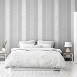 Arthouse Calico Stripe Blown Vinyl Wallpaper with Fabric-Look Texture – Paste the Paper, Grey