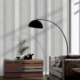 Arthouse Calico Stripe Blown Vinyl Wallpaper with Fabric-Look Texture – Paste the Paper, Grey