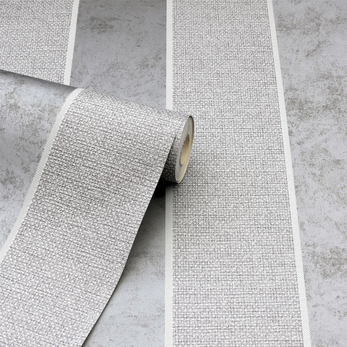 Arthouse Calico Stripe Blown Vinyl Wallpaper with Fabric-Look Texture – Paste the Paper, Grey