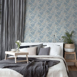 Arthouse Orient Tree Oriental Leaf Wallpaper with Watercolour Style – Feature Wall, Chalk Blue Grey