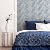 Arthouse Orient Tree Oriental Leaf Wallpaper with Watercolour Style – Feature Wall, Chalk Blue Grey