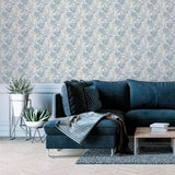 Arthouse Orient Tree Oriental Leaf Wallpaper with Watercolour Style – Feature Wall, Chalk Blue Grey