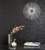 Arthouse Sequin Sparkle Wallpaper with Textured Metallic Finish – Paste the Wall Glitz Wall Covering, Black